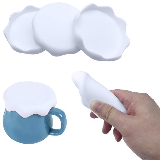 Silikondeckel 5 Stück Staubdichte Getränkedeckel, Schneemotiv, Weiß, Für Gläser, Tassen Und Becher (innendurchmesser 8 Cm)