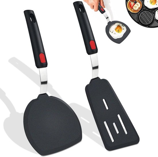 Set Mit 2 Silikonspateln Für Eier, Pfannkuchen, Fleisch Und Gemüse In Der Küche