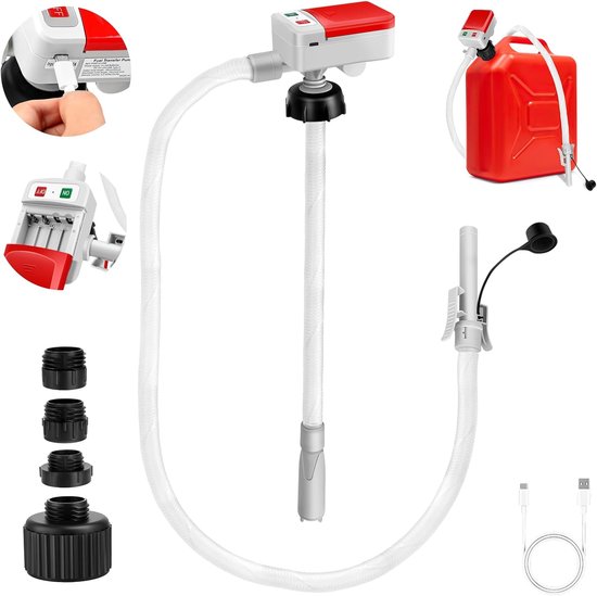 Elektrische Saugpumpe Mit Automatischer Abschaltfunktion Kraftstoffpumpe Für Benzinkanister Usb C Und Batteriebetrieben 12 L/min Inkl. 4 Adapter