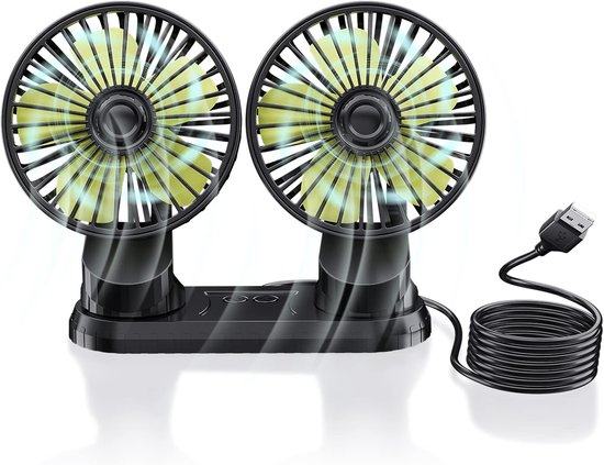 Usb Autoventilator Mit Zwei Köpfen Tragbarer 5 V Fahrzeugventilator Für Das Armaturenbrett 360° Drehbar Mit 3 Windgeschwindigkeiten Kühlventilato