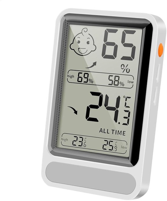 Raumtemperaturmonitor Digitales Hygrometer Klimaüberwachung Automatische Hintergrundbeleuchtung 9,3 X 5,5 Cm Weiß
