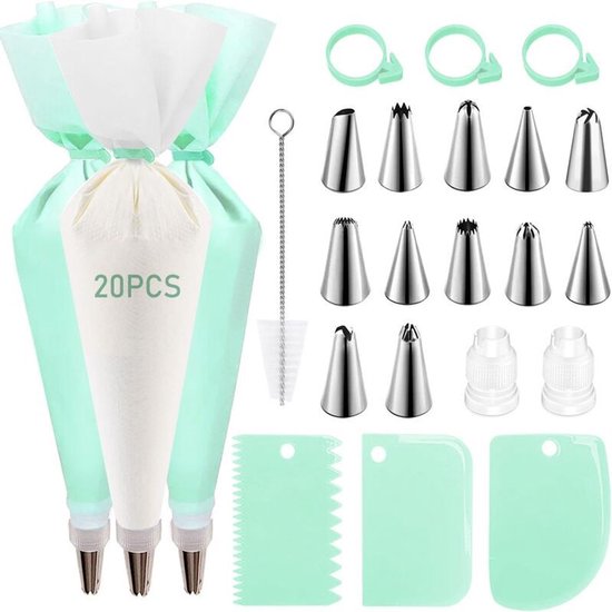 Spritzbeutel Set 43 Teilig 12 Edelstahl Tüllen Wiederverwendbare Tpu Beutel Für Kuchen , Cupcake Und Weihnachtsgebäck Mit Verbindungsstücken, Kli