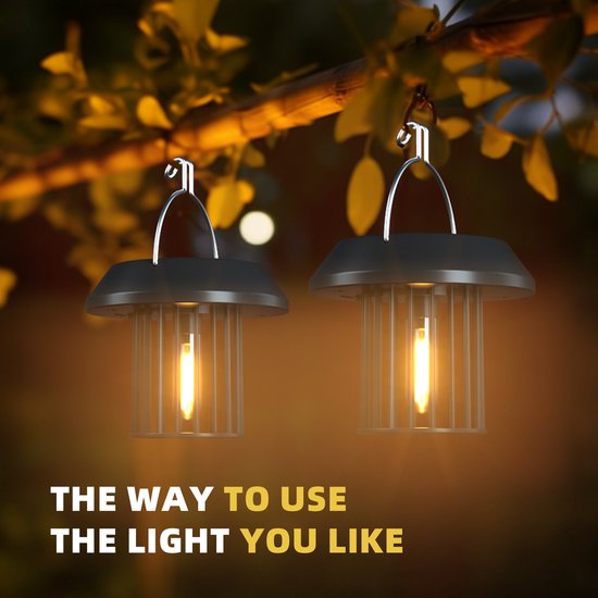 Solarbetriebene Außenbeleuchtung Für Camping, Terrassenlampe, Dekorative Gartenbeleuchtung, Wasserdichte Led, Automatischer Sensor, 2 Stück