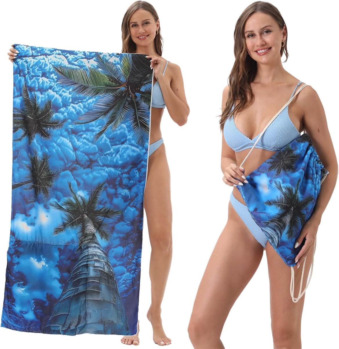 Mikrofaser-strandtuch Mit Meeresmotiv – Faltbares Strandtuch Mit Integrierter Tragetasche Für Strand Und Pool – 80 X 160 Cm