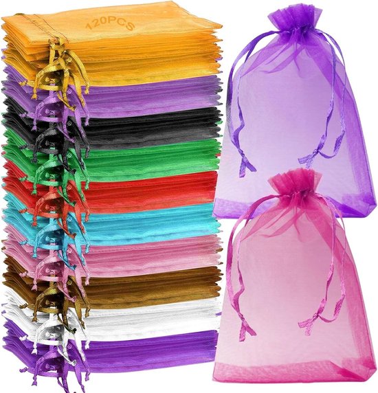 Organzabeutel Geschenktüten, Schmuckbeutel Aufbewahrung Für Kleinigkeiten Mit Kordelzug 10 X 15 Cm 12 Farben