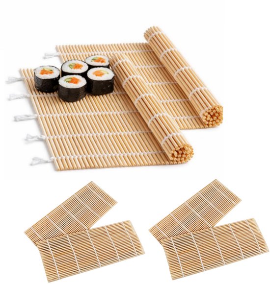4 Teiliges Sushi Set Nori Yaki Form Sushi Rollmatte Aus Bambus Naturbambus Wiederverwendbar Für Restaurants, Küchen, Picknicks Und Camping (20 X