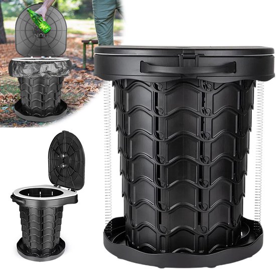 Faltbare Campingtoilette Campingtoilette Autotoilette Tragkraft 150 Kg Mit Deckel Für Outdoor Aktivitäten Und Fahrzeuge 30,5 X 34,5 X 28 Cm Schwa