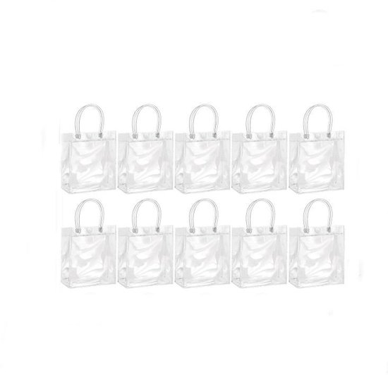 Transparente Geschenktüten 10 Stück Wiederverwendbare Einkaufstaschen Pvc Beutel Transparente Beutel Mit Henkeln Wiederverwendbare Einkaufstasche
