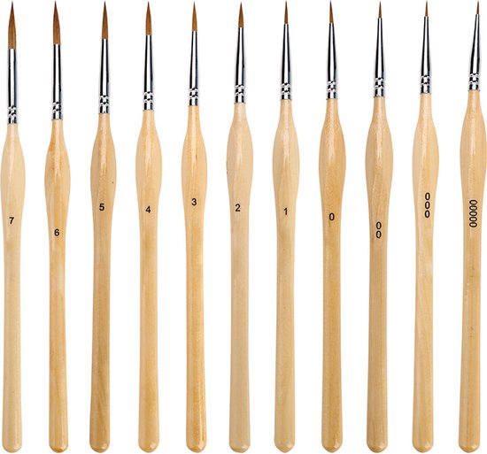 Professionelles Pinselset 11 Teilig Miniaturpinsel Malpinsel Feine Pinsel Hobby Aquarell, Acryl, Ölfarbe Modellbau