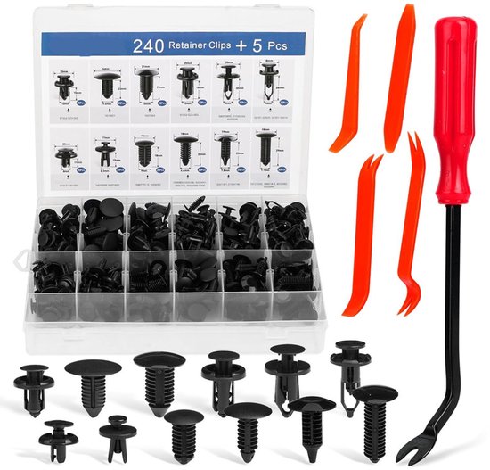 240 Stoßstangenclips, Autoclips, Kunststoffnieten In 12 Gängigen Größen Und 5 Befestigungsentferner, Druckbefestigungsset, Automatischer Drucksti