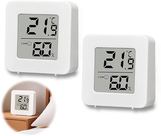 Kabelloses Digitales Mini Thermometer Und Hygrometer (2 Stück) Lcd Display Für Innenräume, Kinderzimmer Und Büro