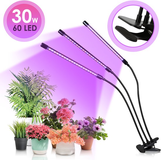 Pflanzenlampe Kultivierungslampe Led Vollspektrum Pflanzen 30 W 3 Leuchtenköpfe