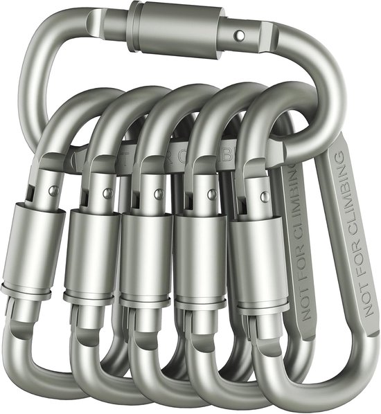 6er Pack D Ring Karabiner Aus Aluminium Verriegelbar & Leicht Für Outdoor Aktivitäten & Den Täglichen Gebrauch (nicht Zum Klettern )