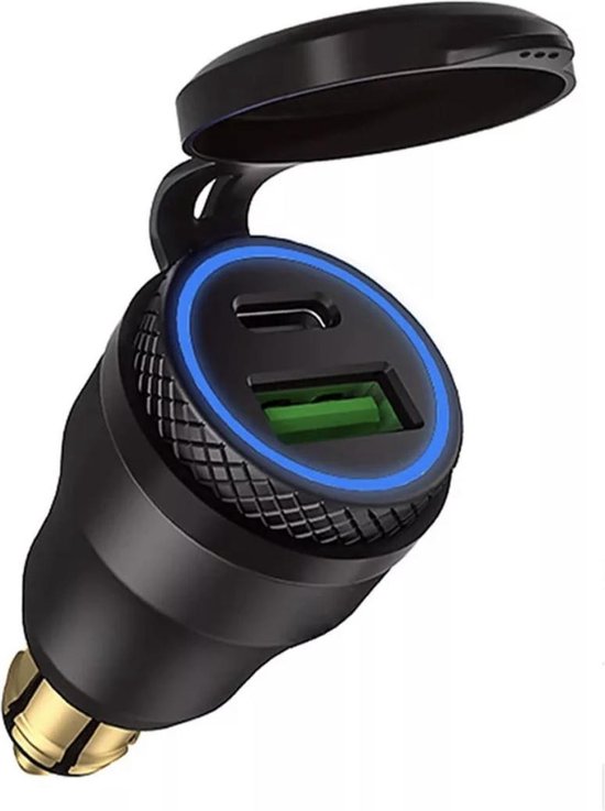 12v Usb C Adapter Mit Din Stecker Schnellladung Für Motorräder Aluminiumgehäuse