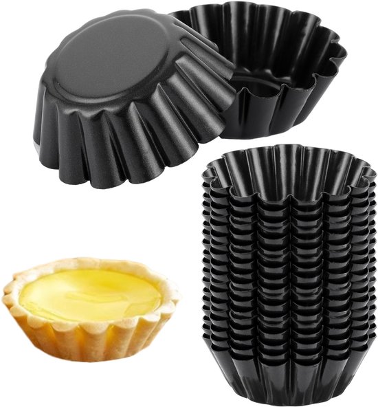 Dailygoods 20 Mini Törtchenformen, Muffinformen, Kohlenstoffstahl, Mini Kuchenformen, Kuchenformen, Eierkuchenform, Antihaftbeschichtet, Muffinfo