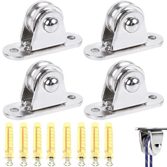 4x Umlenkrolle Hebehaken Umlenkrollen Rollen Mit Doppellagern Edelstahlrolle Kleine Umlenkrolle Seilrolle Für Seile Von 3 6 Mm Mit 8 Schrauben Un