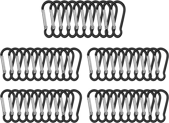 Karabinerhaken Befestigungshaken Outdoor Aktivitäten Leichtes Aluminium 50 Stück Schwarz