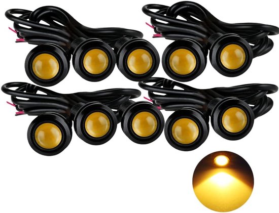 Eagle Eye Led Positionsleuchte 10 Stück, Schlank, 18 Mm, Gelb, Schwarzes Gehäuse Tagfahrlicht Rücklicht/nebelscheinwerfer/ersatzleuchte Für Auto,