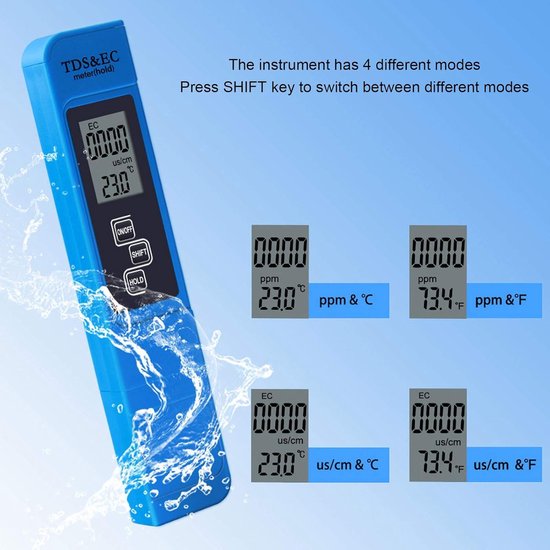 4 In 1 Digitales Ph , Tds , Ec Und Temperaturmessgerät Trinkwasser & Aquarium