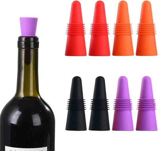 8er Set Wiederverwendbare Silikon Flaschenverschlüsse Für Wein Und Champagner, Für Partys Und Zur Aufbewahrung