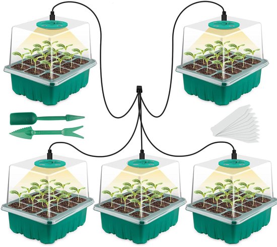 Growbox Starterset Feuchtigkeitshaube Intelligenter Timer & Led Pflanzenwachstumslampe Einstellbare Belüftung Für Den Indoor Gartenbau Transparen