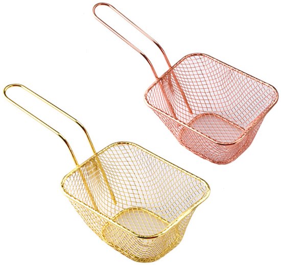 Zweiteiliger, Quadratischer Frittierkorb Edelstahl Wiederverwendbar Mit Heißölablauf Leicht Zu Reinigen Arten Von Frittiergut Küchenhelfer Für Zu