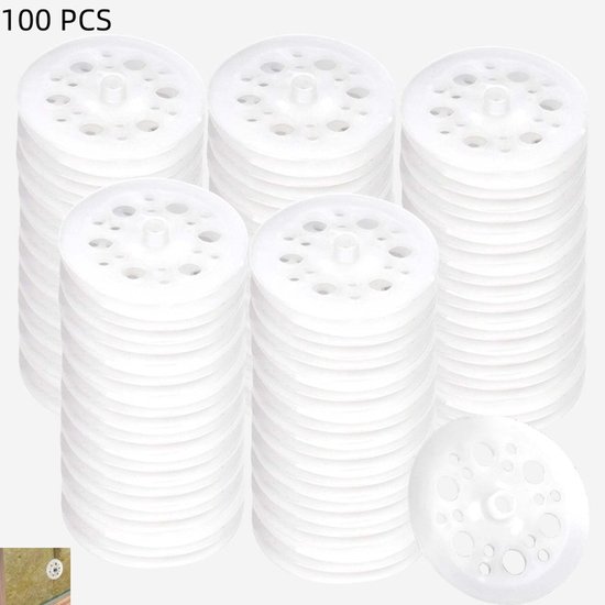 100 Stück Kunststoffringe Polypropylen Spreizringe Für Dämmplatten, Gipskartonplatten, Extrusionsplatten Und Hartschaumplatten Für Schrauben Und