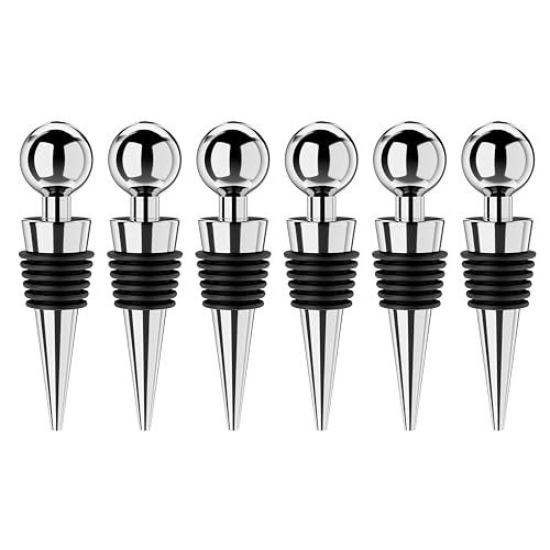 Set Mit 6 Vakuumflaschenverschlüssen Mit Wiederverwendbarem Silikonkorken Für Auslaufsichere Abdichtung Und Frische, Geeignet Für Standardflaschen (silber, 6er-packung)
