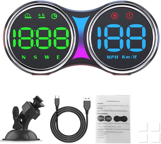 Universelles Digitales Tachometer Head Up Display Mit Geschwindigkeitsüberschreitungswarnung Und Automatischer Abblendfunktion Fahrzeuge, Schwarz