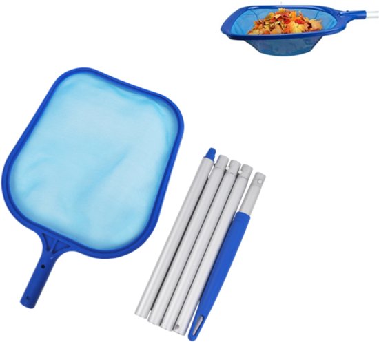 Kescher Für Pools 161 Cm Lang Mit Teleskopgriff Feinmaschig Zur Algenentfernung Aus Teichen, Schwimmbecken, Whirlpools Und Wasserspielen Blau