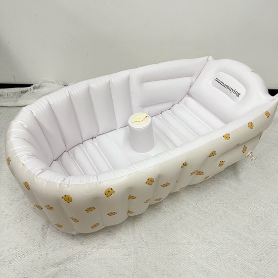 Aufblasbares Kinderbecken, Faltbares, Tragbares Kinderbecken, Babybadewanne Mit Luftpumpe, Rutschfeste Dusche (weiß, 90 X 55 X 30 Cm)