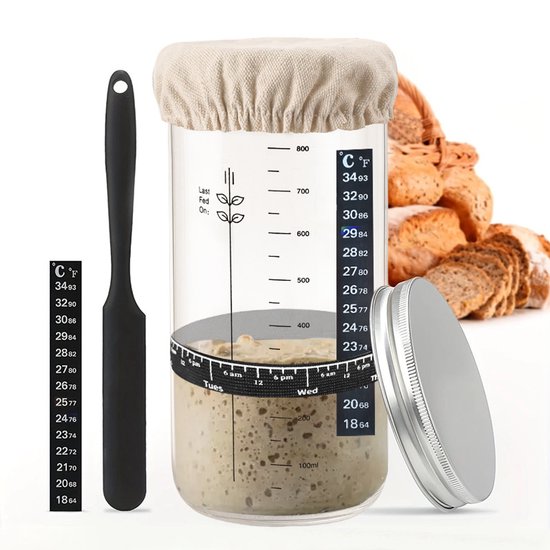 Sauerteig Starterset Backzubehör Gärbehälter Für Zu Hause Einfaches Sauerteig Set Brotbacken Glas Klar