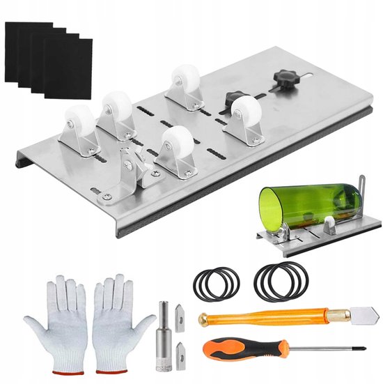 Glasschneider 5 Rädriges Flaschenschneidewerkzeug Für Diy Stifte Und Kerzen Inkl. Bohrer Und Klingen Für Heim Und Hobby