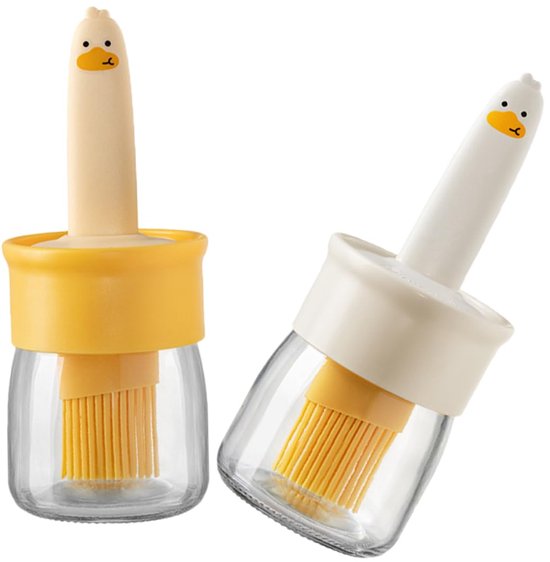 2 Ölflaschen Mit Silikonbürste Zum Dosieren Von Öl In Der Küche, Zum Kochen, Grillen Und Backen