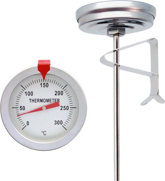 Lebensmittelthermometer Aus Edelstahl Mit Großem Display Und Sofort Ablesbarer Skala, Sondenlänge 230 Mm, Zum Kochen, Grillen, Backen Und Braten