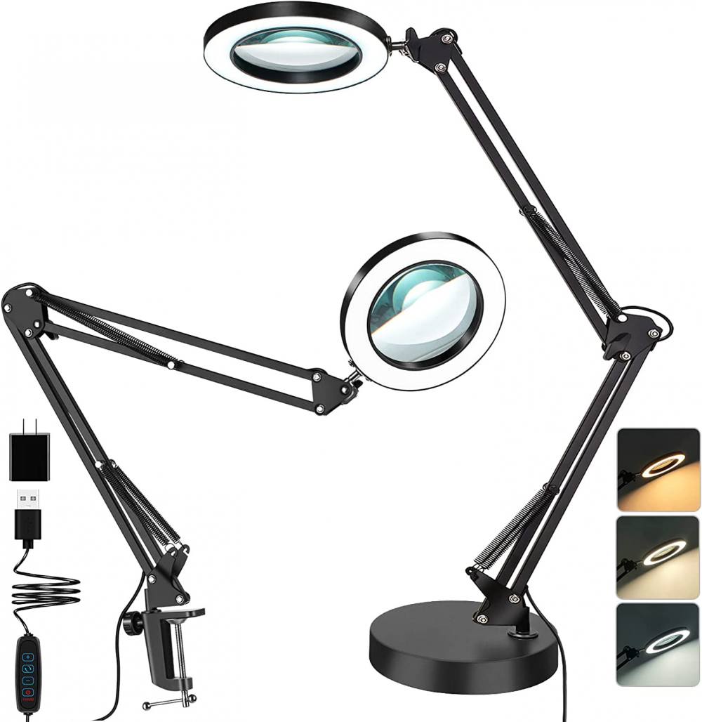 5-fache Vergrößerungsglas Mit Lampe Und Halterung, Zwei In Einem Lumino