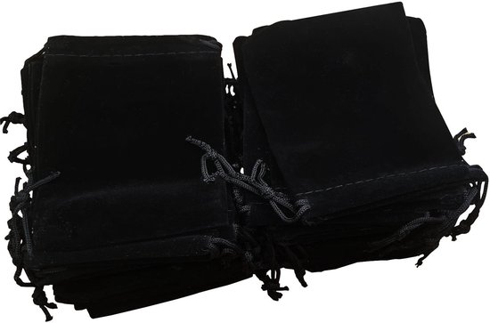 Packung Mit 50 Samtbeuteln, Schwarze Samtbeutel, Kleine Samtbeutel, Bonbontüten, Weihnachtsgeschenke, Für Schmuck, Ohrringe Und Schlüsselanhänger