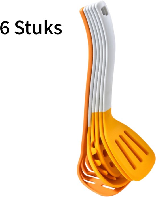 6 Teiliges Set Silikon Küchenset Antihaft Pfannenwender Und Löffel Wok Pfannenwender Vertikaler Silikon Pfannenwender Gelb