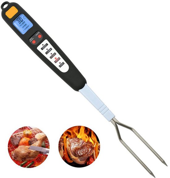 Digitales Fleisch Und Grillthermometer Mit Kochgabel, Sofortanzeige, Zwei Sonden, Led Display, Leicht Zu Reinigen