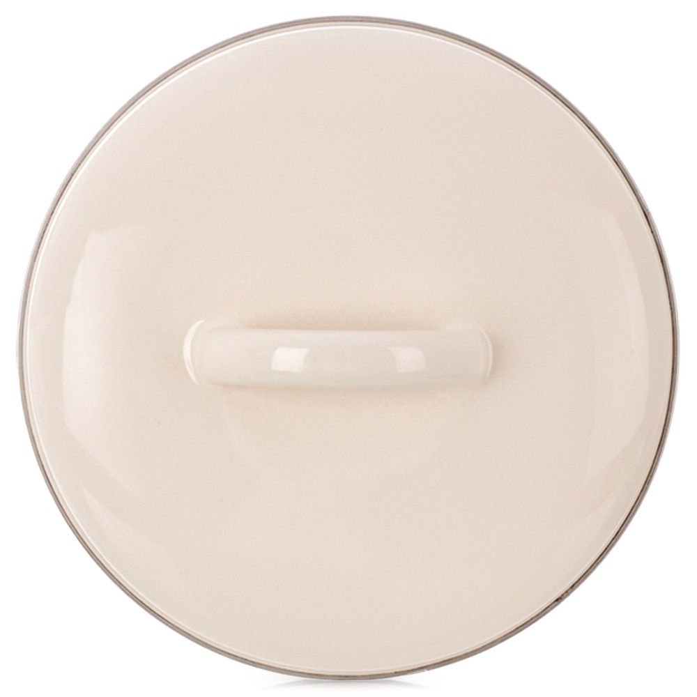 Cremefarbener Emailledeckel Für Einen 14 Cm Topf