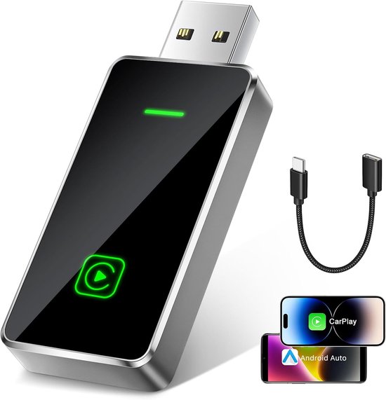 Carplay Dongle Kabelloser 2 In 1 Adapter Für Carplay Und Android Auto, Wandelt Kabelgebundene Verbindungen In Kabellose Um, Usb/usb C, Stabile Ve