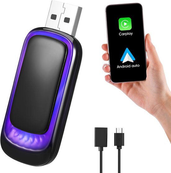 Carplay Dongle Kabelloser 2 In 1 Adapter Für Carplay Und Android Auto, Wandelt Kabelgebundene In Kabellose Verbindungen Um, Kompakt Und Stabil, U