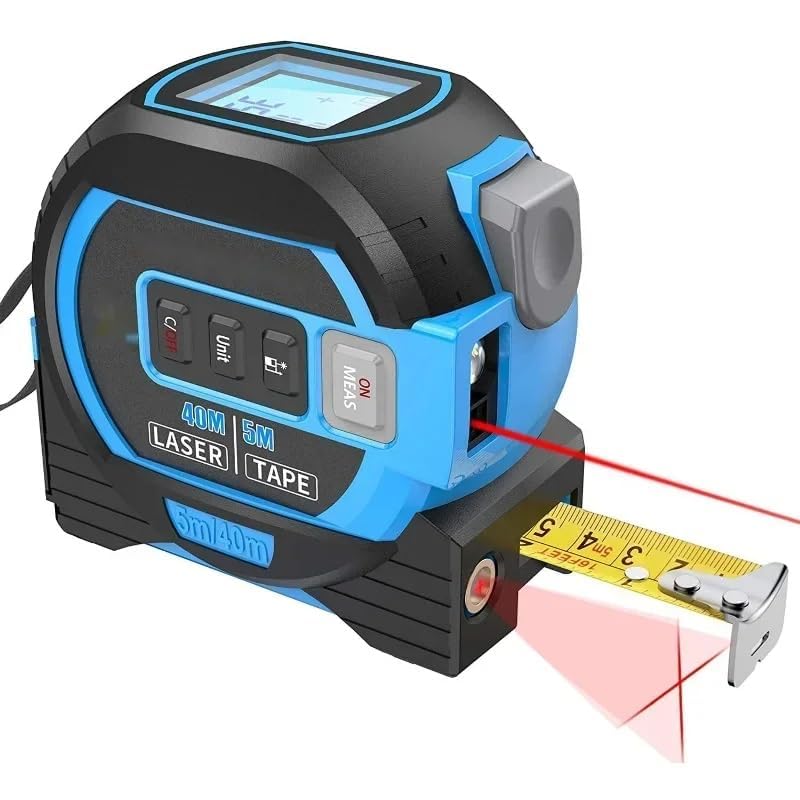 Almighty Ruler 3-in-1 Infrarot-laser-bandmaß, Digitales Bandmaß Mit Laser, Laser-entfernungsmesser Mit Led-anzeige (blau)