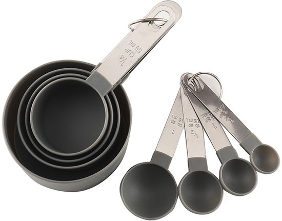 8 Teiliges Messlöffel Set Enthält 4 Messbecher Und 4 Messlöffel Mit Edelstahlgriffen Messbecher Und Löffelset Aus Kunststoff Zum Abmessen Von Flü