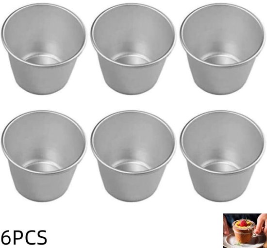 6 Teiliges Puddingform Set Karamellpuddingform Aluminium Backform Muffinform Cupcake Form Antihaft Souffléform Für Muffins, Cupcakes, Puddings, K