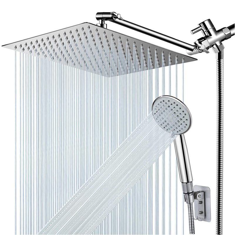 Duschkopf-kombination – 20 Cm Hochdruck-regenduschkopf Mit 28 Cm Verstellbarem Verlängerungsarm Und Handbrause Mit 5 Einstellmöglichkeiten