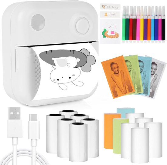 Für Mini Tragbare Drucker, Bluetooth Etikettendrucker, Kabellose Hand Etikettendrucker, Mini Etikettendrucker Mit Mehreren Vorlagen (14 Papierrol