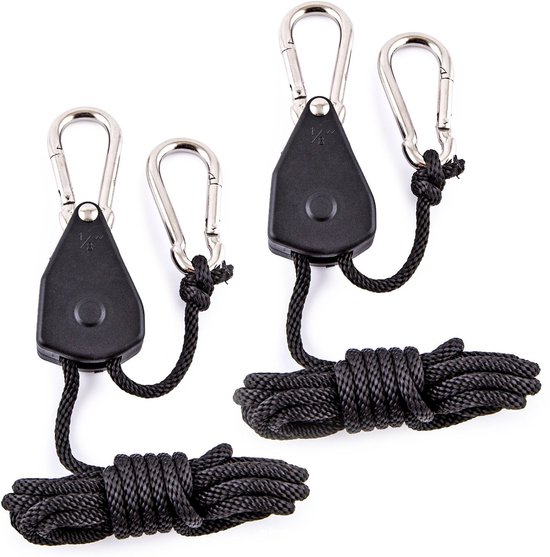 2 Teiliger, Verstellbarer Ratschen Seilspanner Zeltspannseil Mit Haken Für Sonnensegel & Camping Robuster Karabiner Schwarz