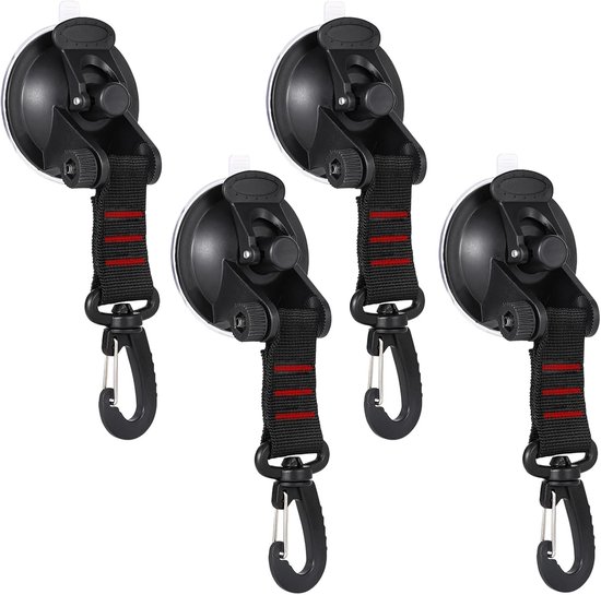 Multifunktionale Haken 4 Saugnäpfe Mit Haken Wiederverwendbar Hängehaken Mit Karabiner Tragkraft Bis Zu 10 Kg Saugnapfhaken Für Camping, Zuhause,
