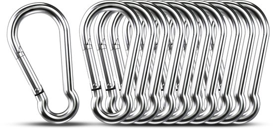 Kleine Karabiner, 10er Packung, 40 Cm, Maximale Traglast 30 Kg, Robuste Karabiner, Karabiner Aus Edelstahl 304, Für Camping Und Wandern, Metallcl